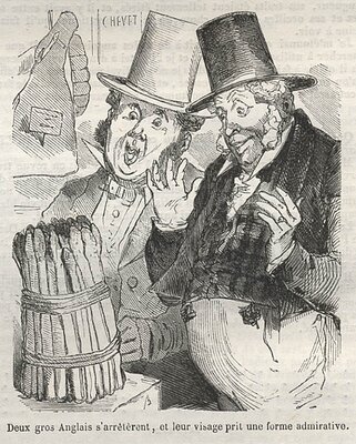 Physiologie du Goût engraving of two men looking at food