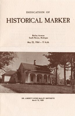 Liberty Hyde Bailey birth site dedication pamphlet