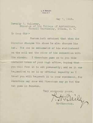 Letter to Beverly Galloway from Liberty Hyde Bailey