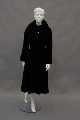 Black Wool Coat with Persian Lamb Collar