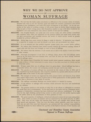 Why We Do Not Approve of Woman Suffrage