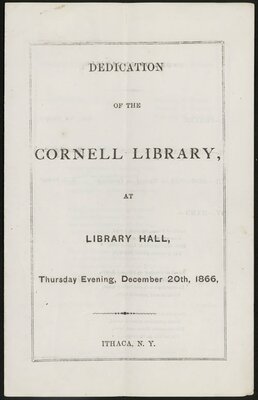 Program for Dedication of the Cornell Library