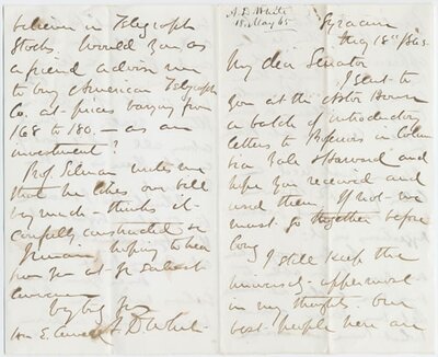 Letter from A. D. White to Ezra Cornell