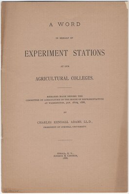 A Word in Behalf of Agricultural Stations, an address before the Committee on Agriculture of the House of Representatives, Washington, D.C.
