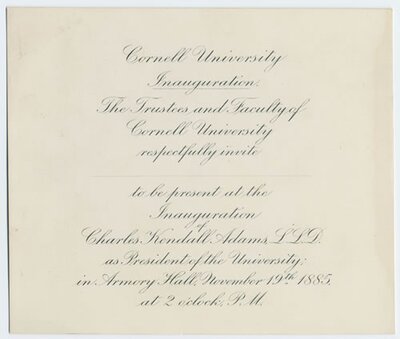 Invitation to the inauguration of Charles Kendall Adams
