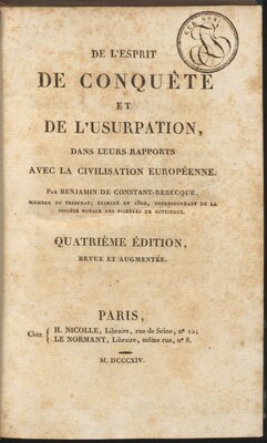 On the Spirit of Conquest and Usurpation