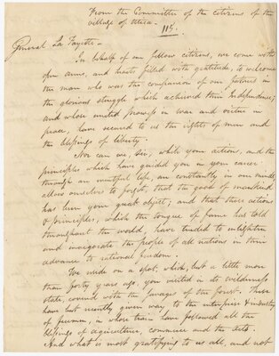 Letter of Congratulations to Lafayette