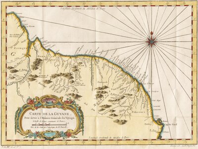 Map of the Guyanas, Including the French Guyana, on the Coast of South America