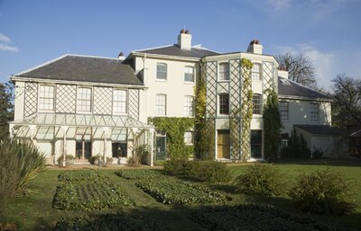 View of Charles Darwin's home, Down House, from the garden