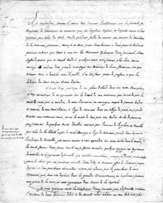 Excerpt from an early manuscript of Lafayette's Mémoires alluding to several love affairs