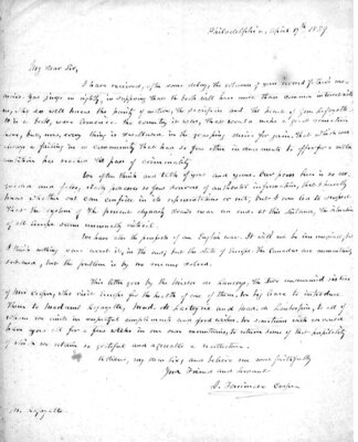 Letter to Lafayette's son, George Washington Lafayette