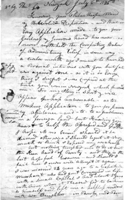 Letter from a poor woman hoping for financial aid from Lafayette