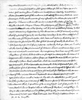 Letter to Lafayette concerning the "Aaron Burr" crisis