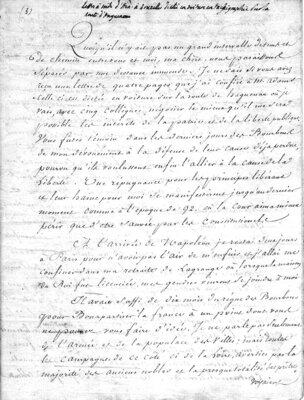 Letter to Lafayette's good friend princesse d'Hnin