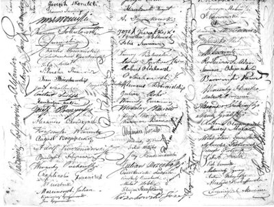 Signatures of Polish refugees in France, on a letter of thanks to General Lafayette