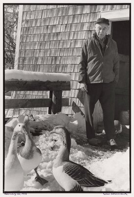 E.B. White at His Maine Farm with Geese