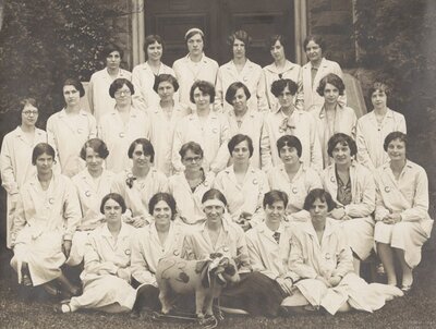 Women from the Class of 1923 at Four Year Reunion with Mascot