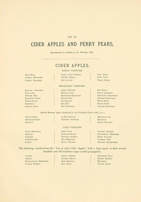 List of Cider Apples and Perry Pears