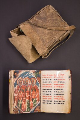 Ethiopian service book and satchel, to be carried by a priest