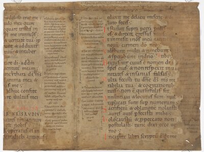 Mutilated bifolium from a glossed Vulgate Bible, Psalms 39 and 41