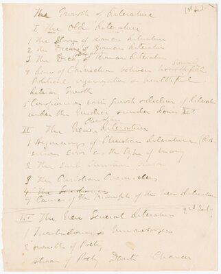 A.D. White lecture notes on Literature, including Christian Literature