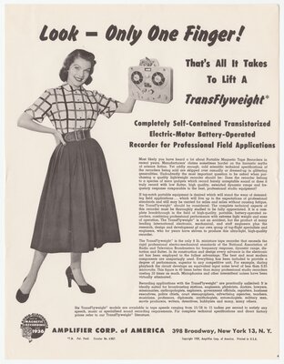 "Look – only one finger!" advertisement for Transflyweight recorder