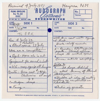 Audograph Electronic Sound Writer Disc