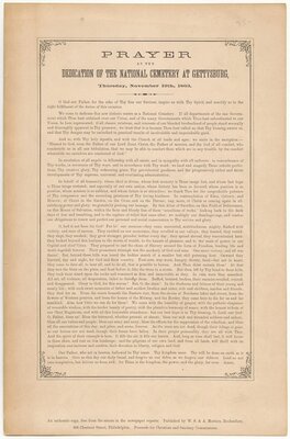 Prayer at the Dedication of the National Cemetery at Gettysburg, Thursday, November 19th, 1863
