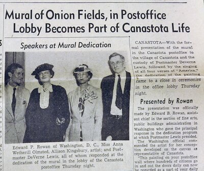 "Mural of Onion Fields in Postoffice Lobby Becomes Part of Canastota Life"