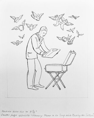Illustration of man packing suitcase