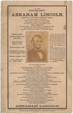 “To the Memory of Abraham Lincoln…" broadside, with Lincoln photograph