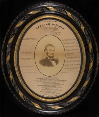 “To the Memory of Abraham Lincoln…" framed oval broadside