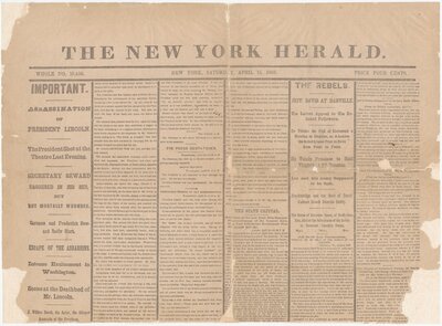"IMPORTANT Assassination of President Lincoln"