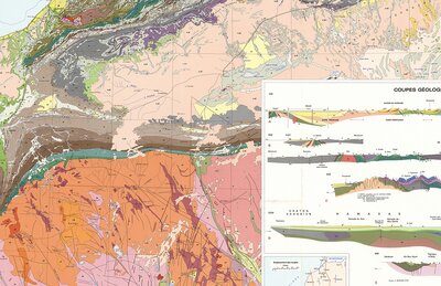 Kharitat al-Maghrib al-jiyulujiyah (Carte Geologique du Maroc) - Detail