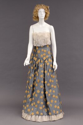 Gown with Straw Rosettes