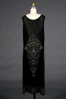 Sheath Dress, Black with Beadwork (Front)