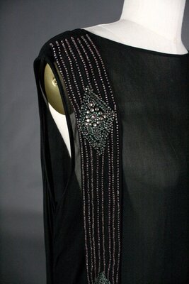 Sheath Dress, Black with Beadwork (Detail)
