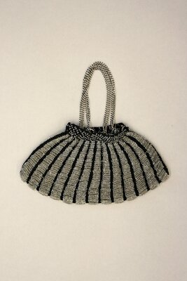 Purse, Black with Clear Glass Beads 