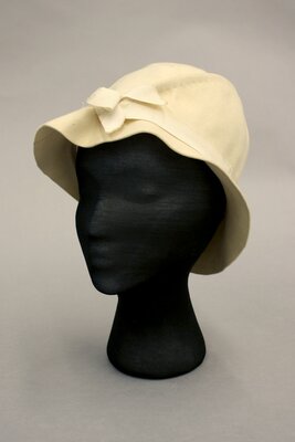 Hat, Ivory Felt with Ribbon