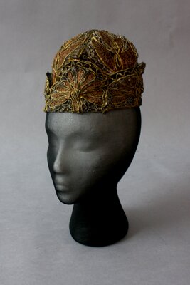 Cloche, Embroidered Gold Net