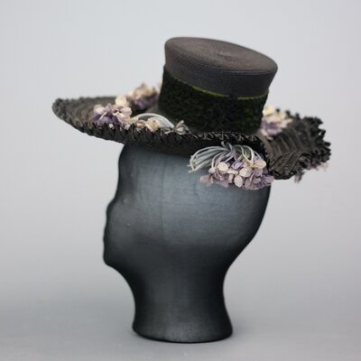 Woven Hat with Flowers
