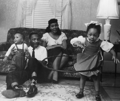 Coretta Scott King and family, late 1950s, Kheel Center, Cornell University Library, collection #6200p, Box 12, folder 8