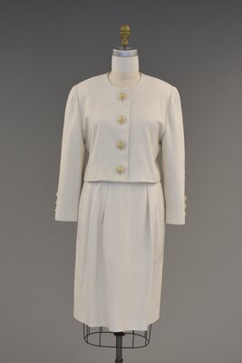 White skirt suit designed by Richard Brooks Couture, Worn by Ann Richards, 1991 - 1996