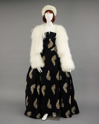 Jacket, maribou and ostrich feathers & Evening gown