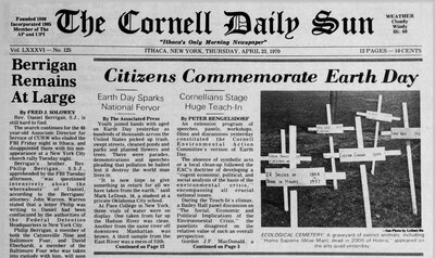 Cornell Daily Sun front page 4/23/1970