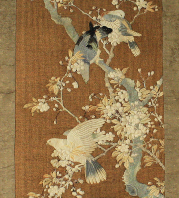 Wall hanging, embroidered birds