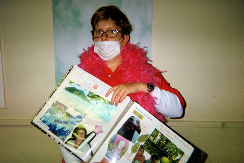 Wearing My Favorite Color and Displaying a Scrapbook