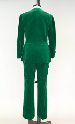 Green velveteen pantsuit back