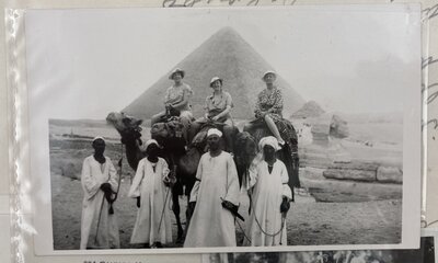 Beulah Blackmore, Marion Pfund and Sarah Bostwick in Cairo, Egypt in 1936