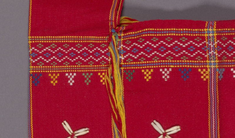 Embroidery detail of Red shoulder bag